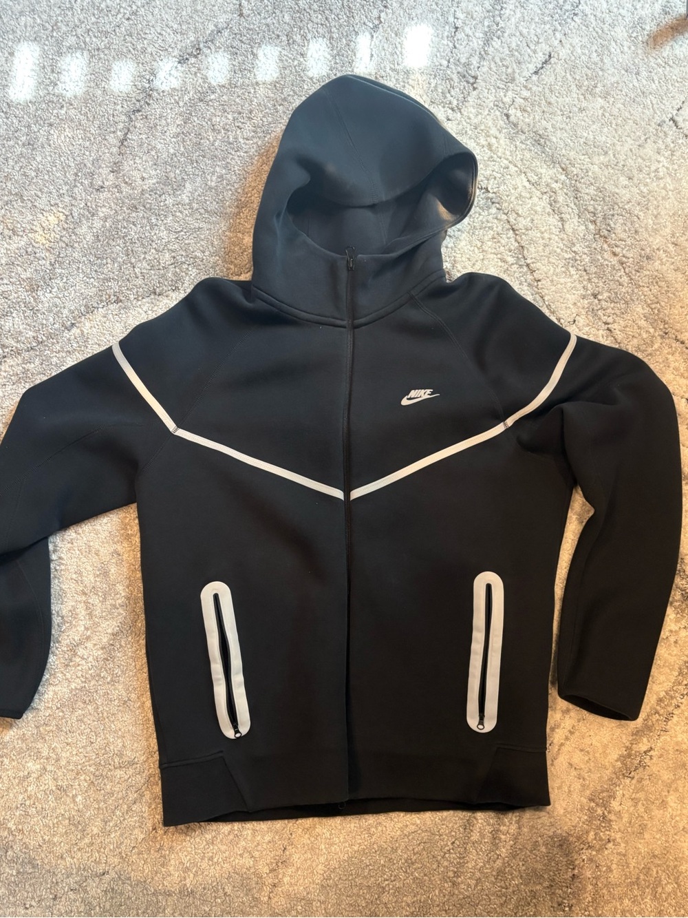 Nike Black Tech Zip Jacket with Reflective White Trim